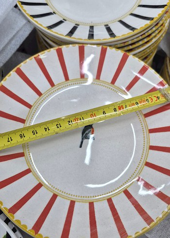 Kırmızı Çizgili Dekoratif Tabak Seti - Görsel 2