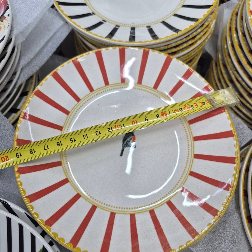 Kırmızı Çizgili Dekoratif Tabak Seti - Görsel 2