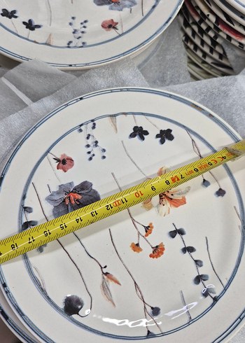 3 adet Çiçek Desenli Beyaz pasta tabağı - Görsel 2