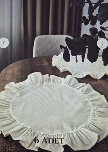 fırfırlı keten runner& 6 lı fırfırlı supla seti - Görsel 3