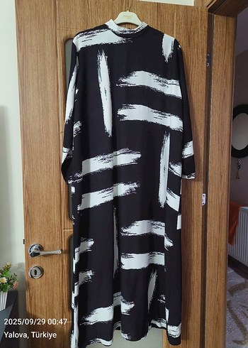 Kadın Siyah Batik Desenli Uzun Elbise