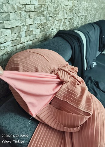 ASTARLI ŞİFON PANTOLON ETEK - Görsel 6