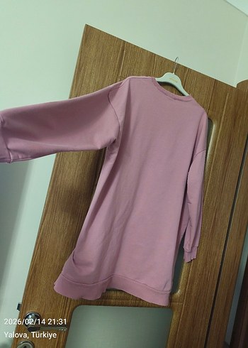 Pembe Baskılı Uzun Kollu Salaş Sweatshirt - Görsel 8