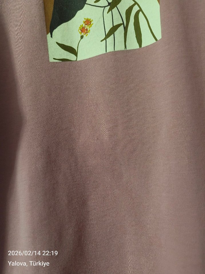 Pembe Baskılı Uzun Kollu Salaş Sweatshirt - Görsel 5