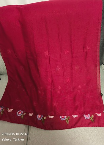 Beden Bordo Nakışlı Bohem Kadın Şal