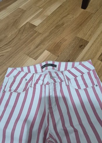 Düğmeli Çizgili Kadın Pantolon - Görsel 4