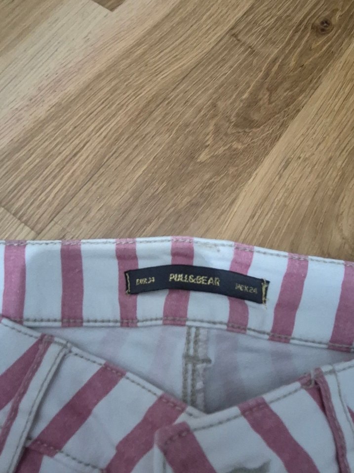 Düğmeli Çizgili Kadın Pantolon - Görsel 5