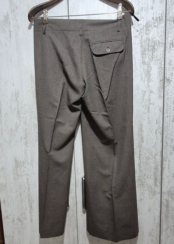 Kemerli Kahverengi Kadın Keten Kumaş Pantolon - Görsel 2