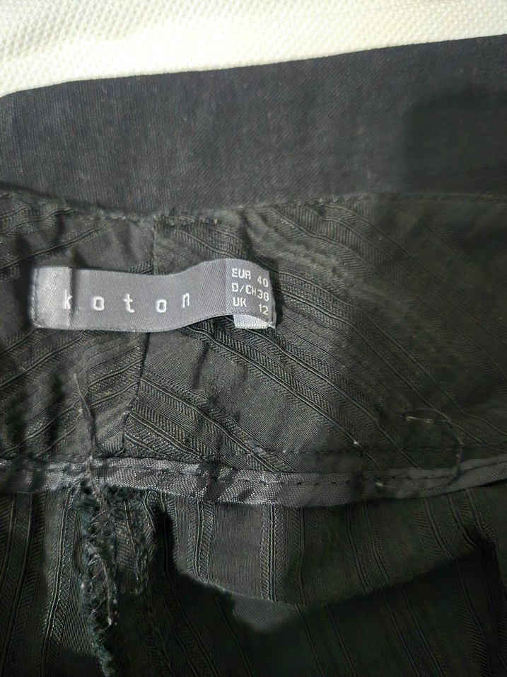 Siyah Çizgili Kadın Keten Pantolon - Görsel 3