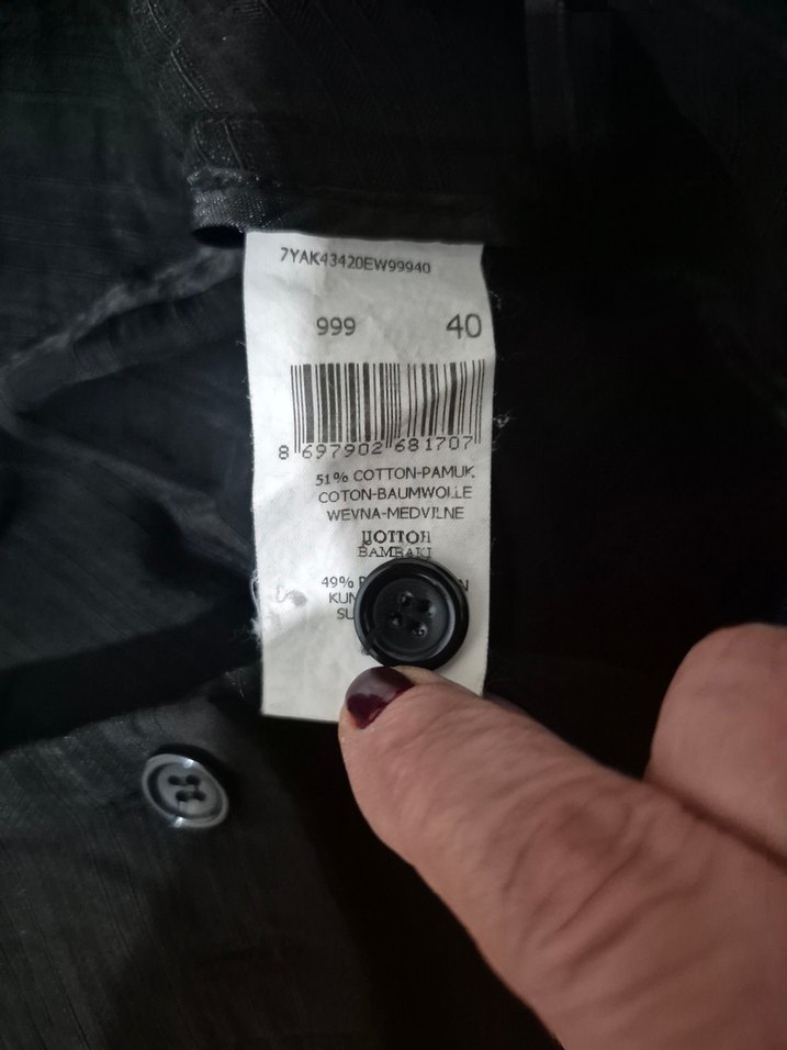 Siyah Çizgili Kadın Keten Pantolon - Görsel 4