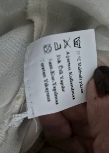 Kadın Beyaz pes Midi Bol Paça Pantolon - Görsel 5