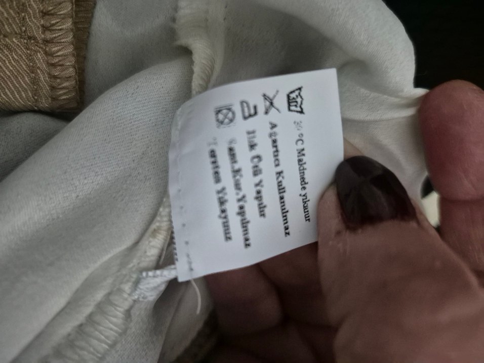 Kadın Beyaz pes Midi Bol Paça Pantolon - Görsel 5