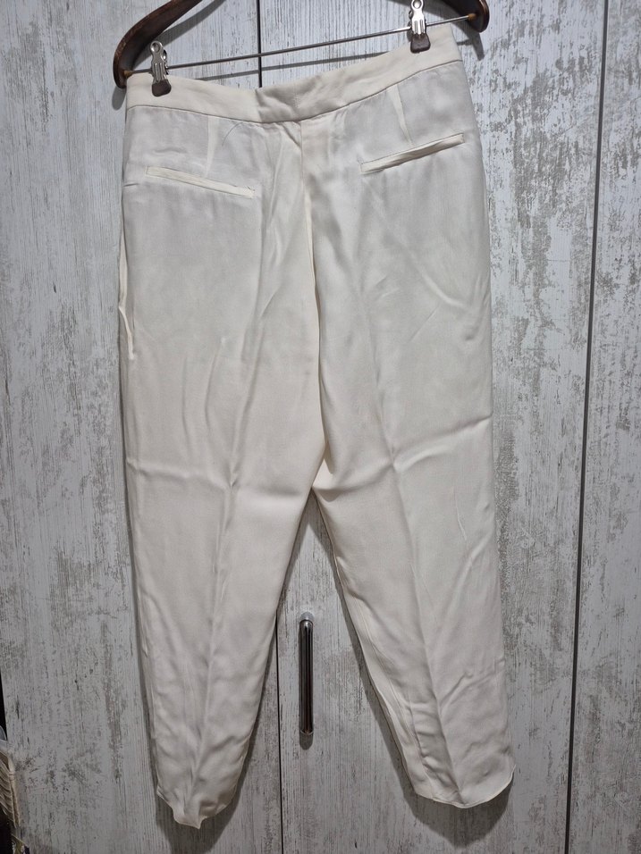 Kadın Beyaz pes Midi Bol Paça Pantolon - Görsel 2