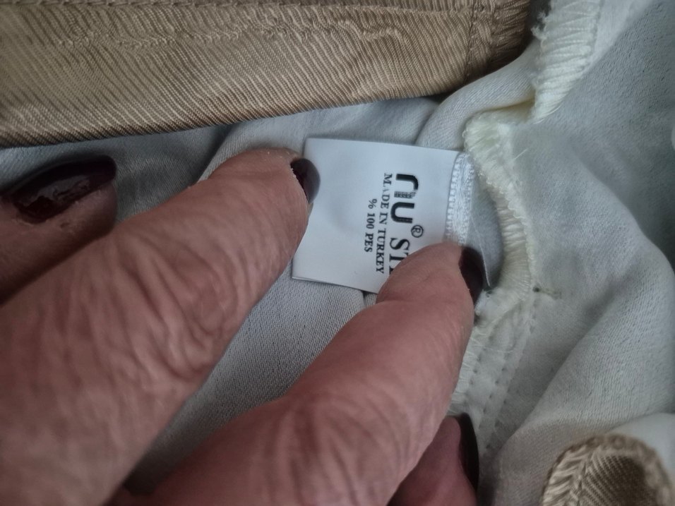 Kadın Beyaz pes Midi Bol Paça Pantolon - Görsel 4