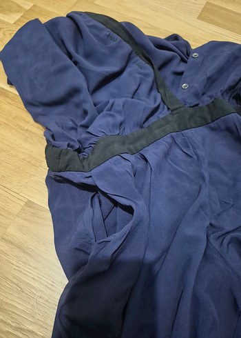 Kemerli Lacivert Kadın Uzun Tulum - Görsel 5