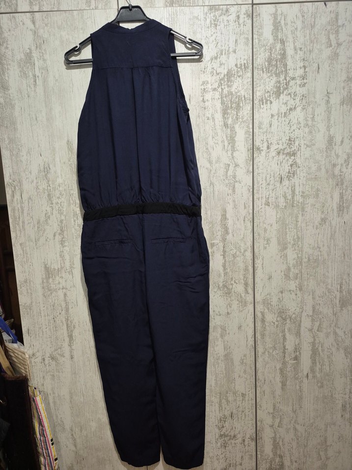 Kemerli Lacivert Kadın Uzun Tulum - Görsel 2