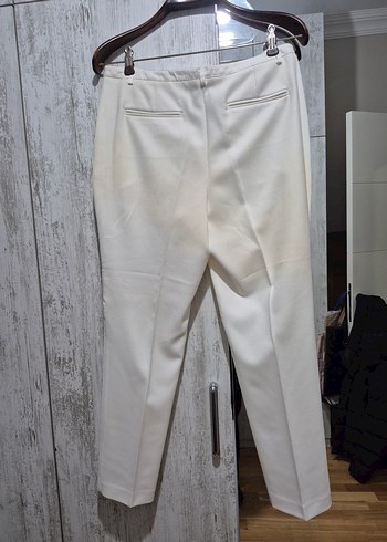 Klasik Kesim Beyaz Keten Kadın Pantolon - Görsel 2