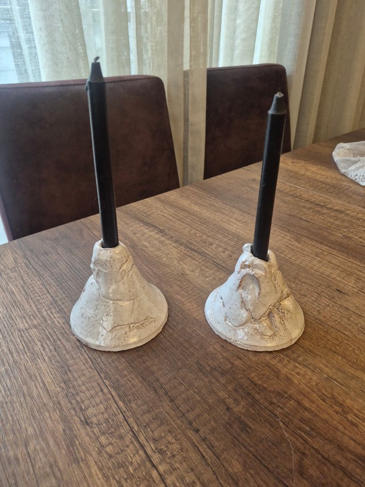 Beyaz Gri Seramik Mumluk Seti - Görsel 2