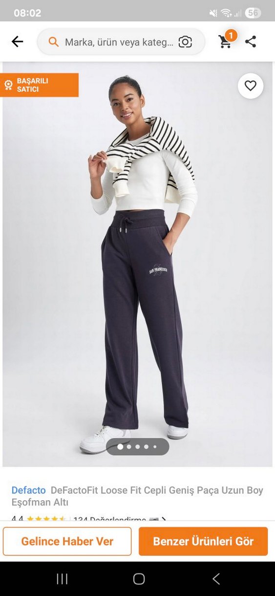 Gri Loose Fit Kadın Eşofman Altı - Görsel 2