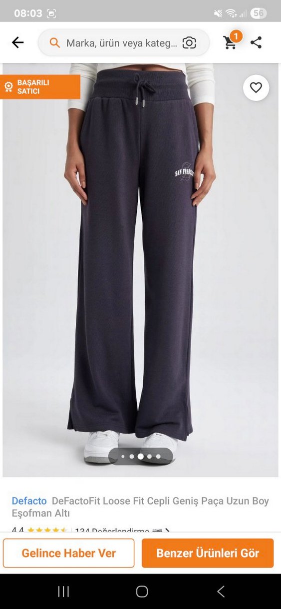 Gri Loose Fit Kadın Eşofman Altı - Görsel 3