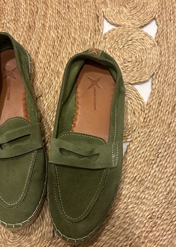 Kadın Yeşil Süet Dolgu Topuk Espadril - Görsel 5