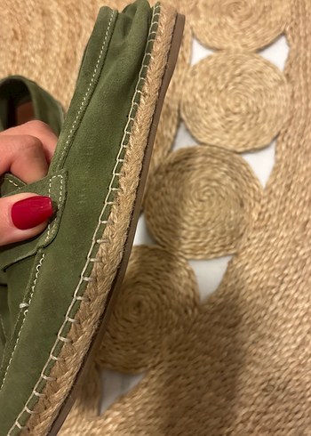 Kadın Yeşil Süet Dolgu Topuk Espadril - Görsel 6