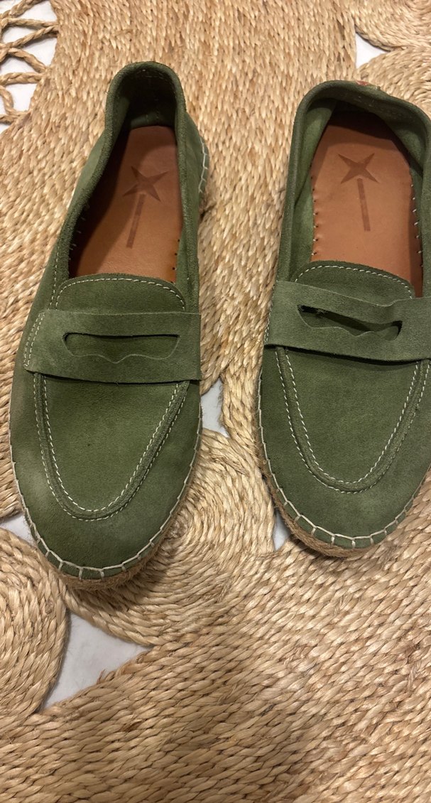 Kadın Yeşil Süet Dolgu Topuk Espadril - Görsel 2