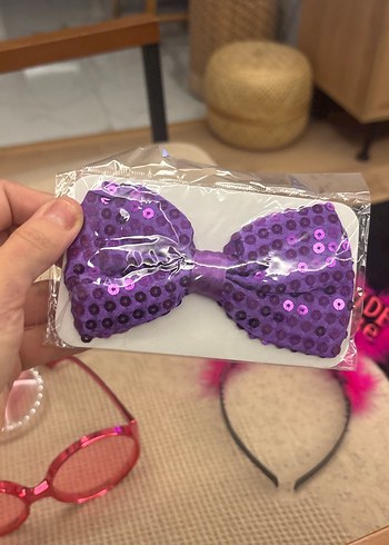 Parlak Mor Payetli Çocuk Papyonu - Görsel 4