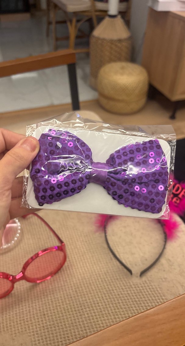 Parlak Mor Payetli Çocuk Papyonu - Görsel 4