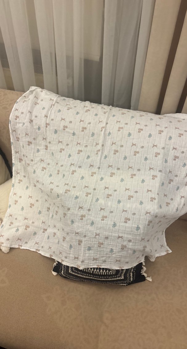 Nakışlı Beyaz Keten Çocuk Battaniyesi - Görsel 5