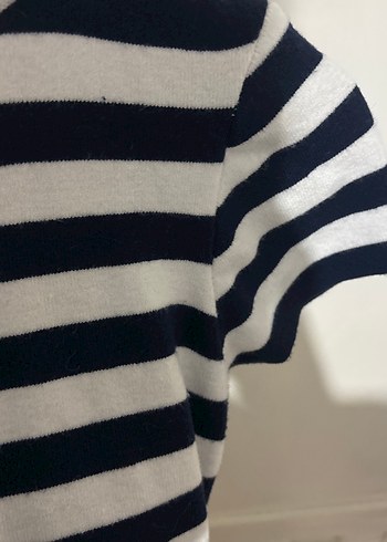 Kız Çocuk Çizgili Kısa Kollu Triko Tişört kasın içinde uygun s - Görsel 14