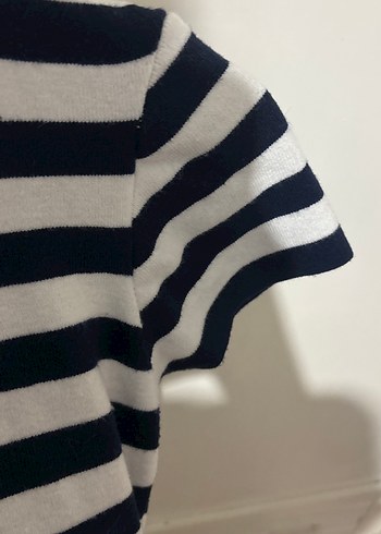 Kız Çocuk Çizgili Kısa Kollu Triko Tişört kasın içinde uygun s - Görsel 15