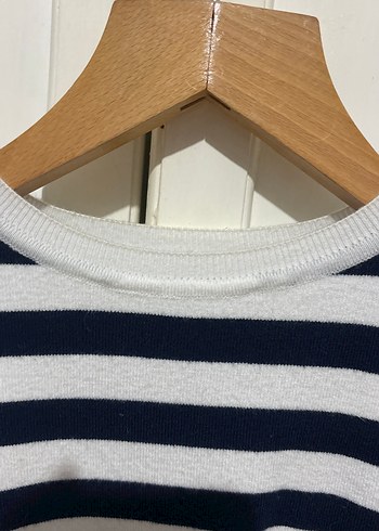 Kız Çocuk Çizgili Kısa Kollu Triko Tişört kasın içinde uygun s - Görsel 6