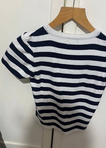 Kız Çocuk Çizgili Kısa Kollu Triko Tişört kasın içinde uygun s - Görsel 8