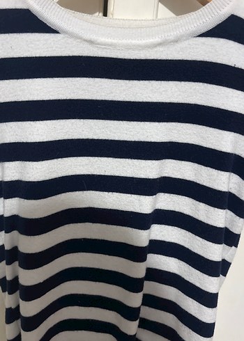 Kız Çocuk Çizgili Kısa Kollu Triko Tişört kasın içinde uygun s - Görsel 2