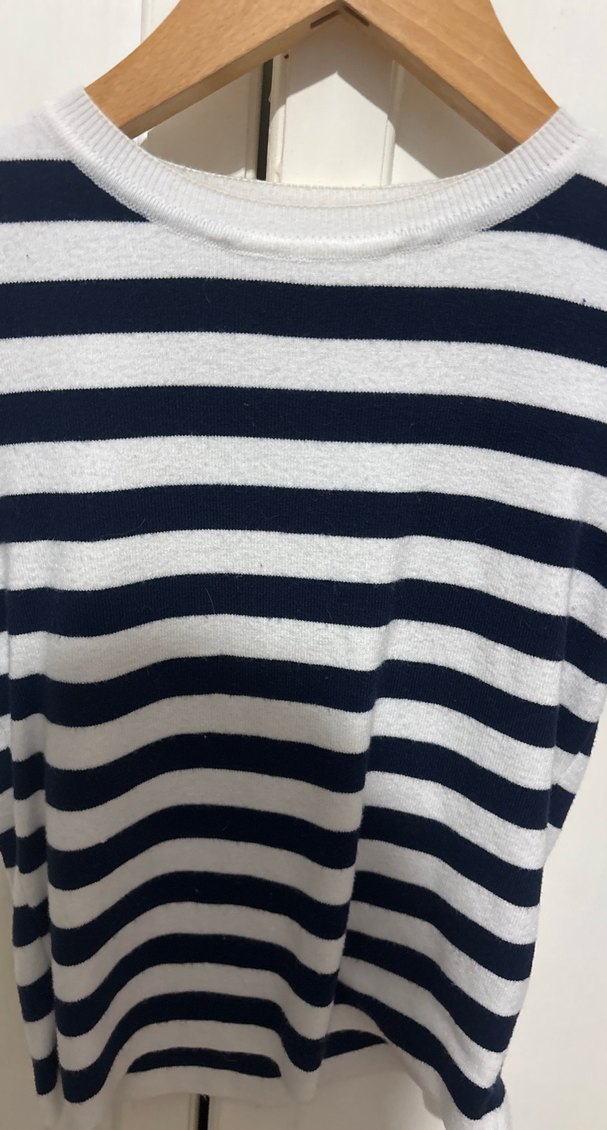 Kız Çocuk Çizgili Kısa Kollu Triko Tişört kasın içinde uygun s - Görsel 2