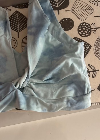 Bağlamalı Desenli Mavi Spor Sütyeni spor için üst - Görsel 3