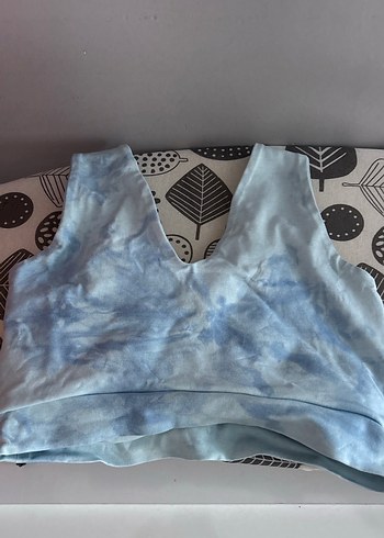 Bağlamalı Desenli Mavi Spor Sütyeni spor için üst - Görsel 4