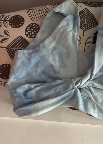 Bağlamalı Desenli Mavi Spor Sütyeni spor için üst - Görsel 2