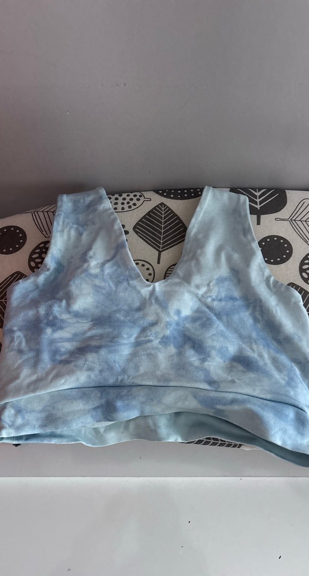 Bağlamalı Desenli Mavi Spor Sütyeni spor için üst - Görsel 4