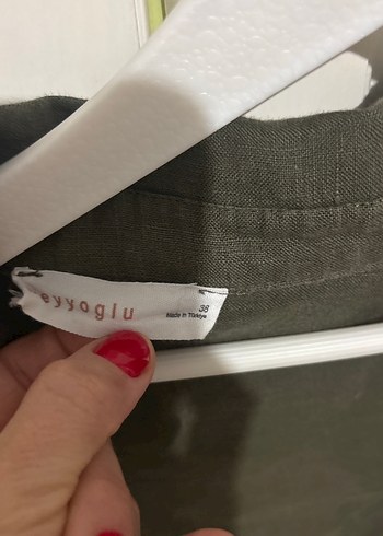 Kadın Haki Keten Salaş Kumaş Pantolon - Görsel 5