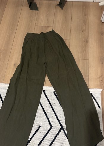 Kadın Haki Keten Salaş Kumaş Pantolon - Görsel 3