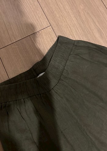 Kadın Haki Keten Salaş Kumaş Pantolon - Görsel 8