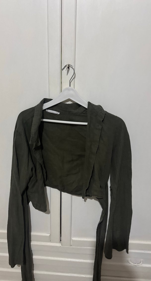 Kadın Haki Keten Salaş Kumaş Pantolon - Görsel 4