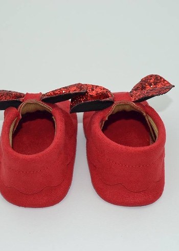 Kız Bebek Kırmızı Süet Fiyonklu İlk Adım Ayakkabısı - Görsel 5