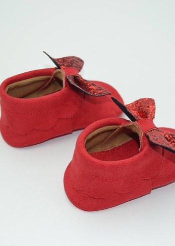 Kız Bebek Kırmızı Süet Fiyonklu İlk Adım Ayakkabısı - Görsel 4
