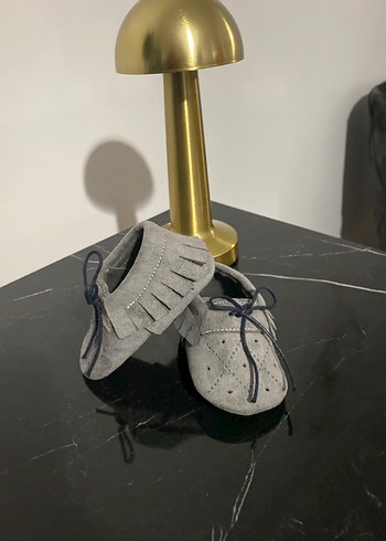 Gri Süet Bebek İlk Adım Ayakkabısı - Görsel 3