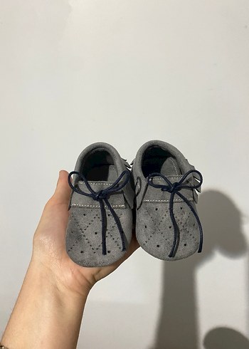 Gri Süet Bebek İlk Adım Ayakkabısı - Görsel 5