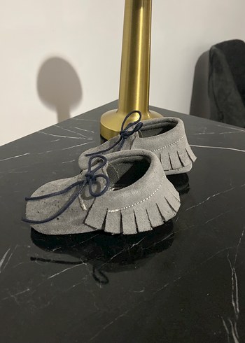 Gri Süet Bebek İlk Adım Ayakkabısı - Görsel 2