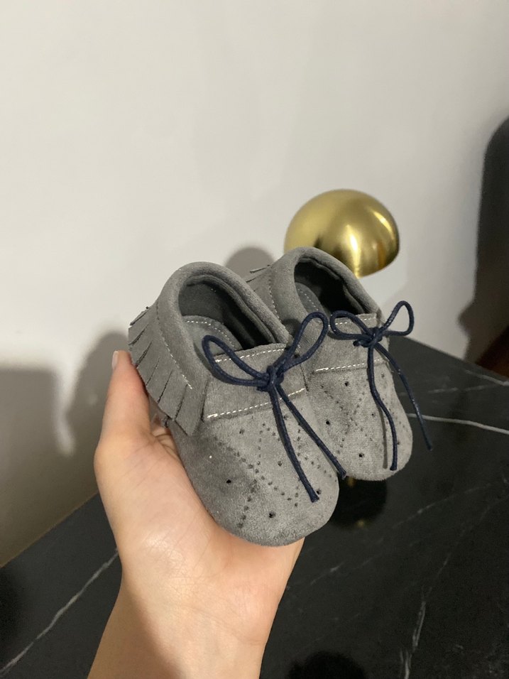 Gri Süet Bebek İlk Adım Ayakkabısı - Görsel 4